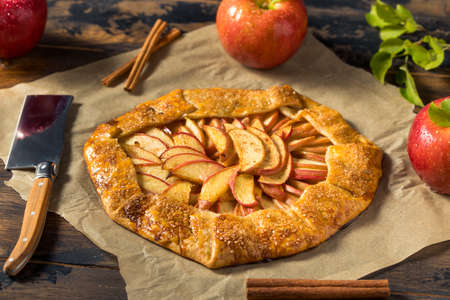 Homemade Organic Fall Apple Galette Pastry with Cinnamonの写真素材