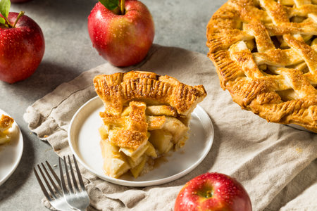 Homemade Sweet American Apple Pie with Sugar and Cinnamonの写真素材