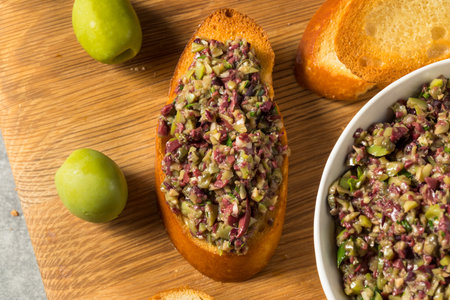 Homemade Mixed Olive Tapenade Appetizer with Toasted Bread