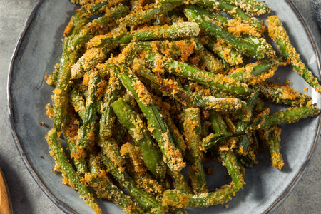 Homemade Baked Crispy Green Beans with Salt and Pepper
