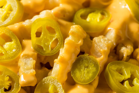 Homemade Queso Cheese French Fries with Jalapenos