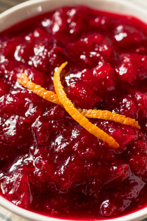 Homemade Thanksgiving Cranberry Sauce in a Bowlの写真素材