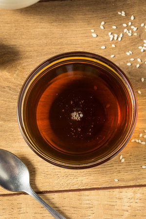 Homemade Asian Sesame Oil in a Bowlの写真素材