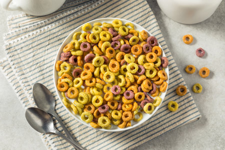 Homemade Fruity Fruit Loop Cereal with Whole Milk
