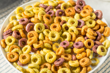 Homemade Fruity Fruit Loop Cereal with Whole Milk