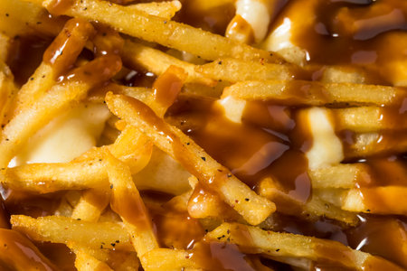 Homemade Canadian Poutine Gravy French Fries with Cheese Curds