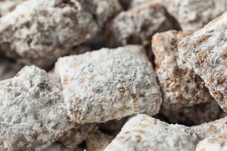 Homemade Sweet Muddy Buddy Puppy Chow with Peanut Butter and Chocolateの写真素材