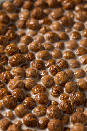Healthy Sweet Chocolate Puff Cereal with Milk