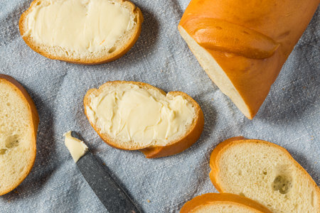 Homemade Bread and Butter Ready to Eatの写真素材