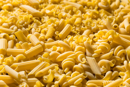 Dry Organic Assorted Italian Pasta in a Pileの写真素材