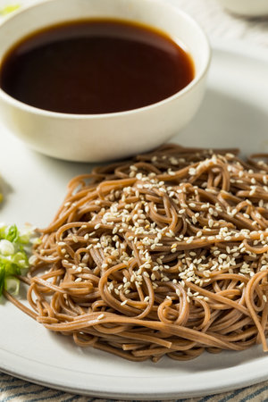 Homemade Buckwheat Japanese Dipping Soba Noodles with Soy Sauce
