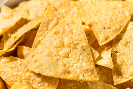 Homemade Triangle Tortilla Corn Chips in a Bowl