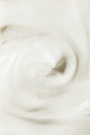 Sweet White Whipped Cream Dessert in a Bowlの写真素材