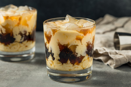 Boozy Cold Eggnog White Russian Cocktail with Coffee and Vodka