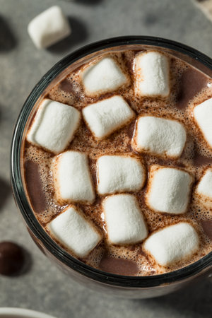 Sweet Warm Hot Chocolate Cocoa with Marshmallowsの写真素材