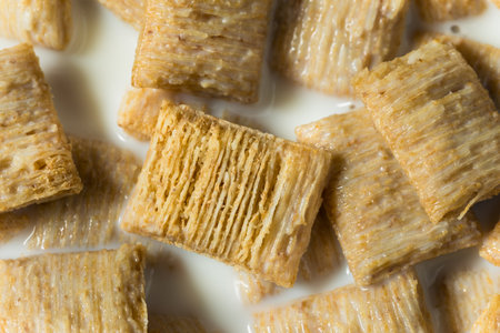 Healthy Wheat Squares Breakfast Cereal with Whole Milk