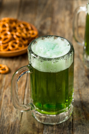 Boozy Refreshing Green St Patricks Day Beer in a Mugの写真素材