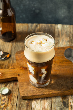 Frozen Boozy Irish Stout Beer Ice Cream Float in a Pint Glass