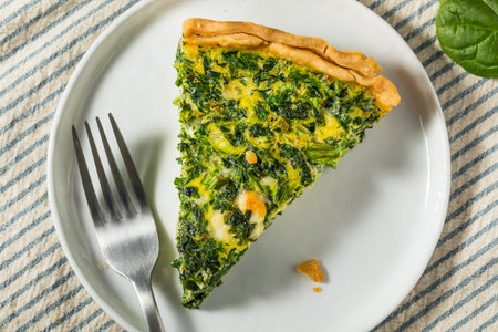 Homemade French Spinach Quiche Tart wtih Eggs and Feta