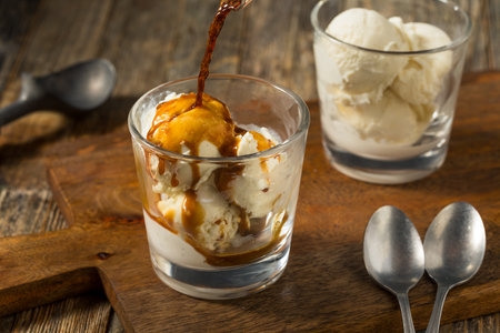 Frozen Sweet Affogato Coffee Dessert with Ice Cream and Espresso