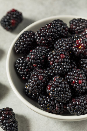 Organic Healthy Raw Blackberries in a Bowl