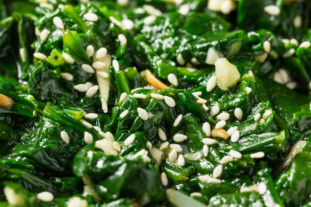 Homemade Korean Spinach Sigeumnchi Namul Banchan Side Dishの写真素材