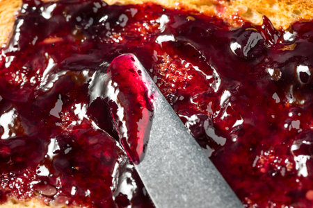 Healthy Homemade Blueberry Jam and Toast for Breakfastの写真素材