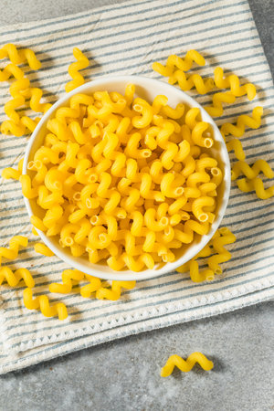 Dry Yellow Italian Cavatappi Pasta in a Bowl