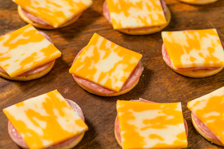 Gourmet Cheese Meat and Crackers as a Healthy Appetizerの写真素材