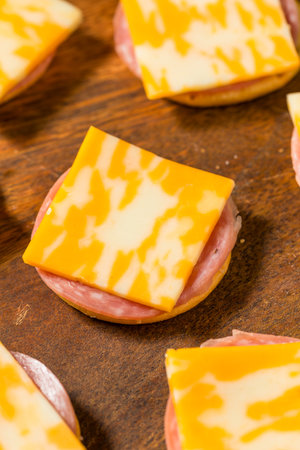 Gourmet Cheese Meat and Crackers as a Healthy Appetizerの写真素材