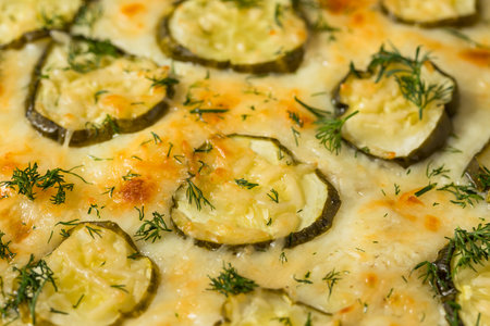 Italian Homemade Pickle Pizza with White Sauce and Dillの写真素材