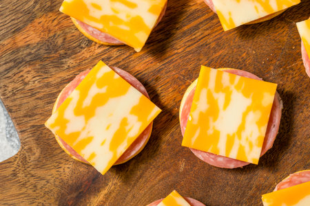 Gourmet Cheese Meat and Crackers as a Healthy Appetizerの写真素材