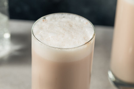 Sweet New York Chocolate Egg Cream Drink with Seltzer Waterの写真素材