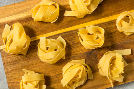 Raw Organic Italian Pappardella Fettuccine Pasta Ready to Cookの写真素材