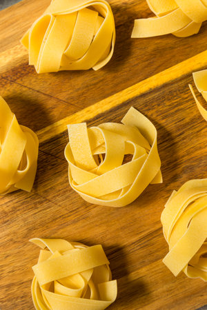 Raw Organic Italian Pappardella Fettuccine Pasta Ready to Cookの写真素材