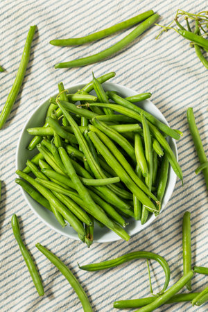 Raw Organic French Green Beans Ready to Cook