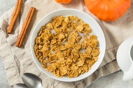Healthy Pumpkin Spice Breakfast Cereal with Whole Milk
