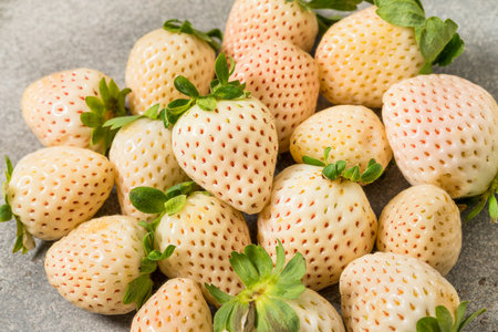 Organic Raw Pink Pineberry Strawberries Ready to Eatの写真素材