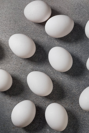 Organic Cage Free White Eggs in a Bowlの写真素材