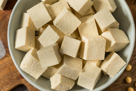 Raw Organic White Asian Tofu Ready to Cook Withの写真素材