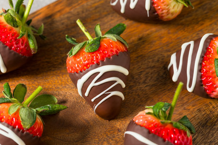 Homemade Chocolate Covered Strawberries for Valentines Dayの写真素材