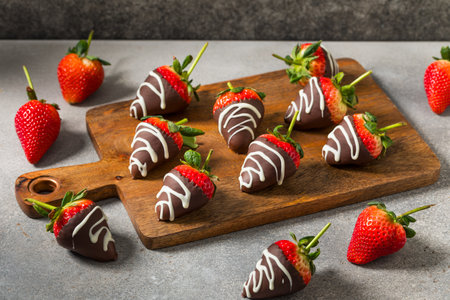 Homemade Chocolate Covered Strawberries for Valentines Dayの写真素材