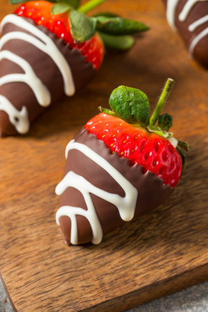 Homemade Chocolate Covered Strawberries for Valentines Dayの写真素材