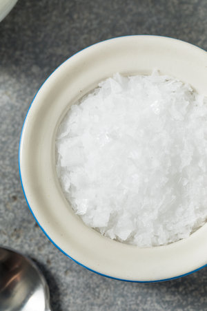 Organic Coarse Sea Salt in a Jar for Cookingの写真素材