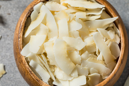 Organic White Shredded Coconut in a Bowl for Cooking