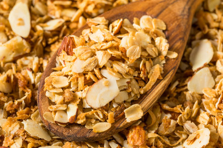 Homemade Organic Dry Almond Granola for Breakfast in a Bowl