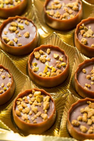 Sweet Pistachio Chocolates with Kadayif Ready to Eatの写真素材