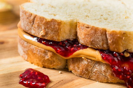 Homemade Peanut Butter and Jelly Sandwich with Chips