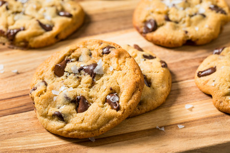 Homemade Tahini Chocolate Chip Cookies with Sea Saltの写真素材