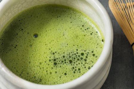 Homemade Green Japanese Matcha Tea in a Traditional Bowl